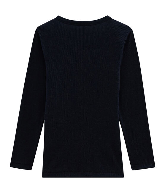 Tee-shirt manches longues enfant en coton laine soie bleu SMOKING