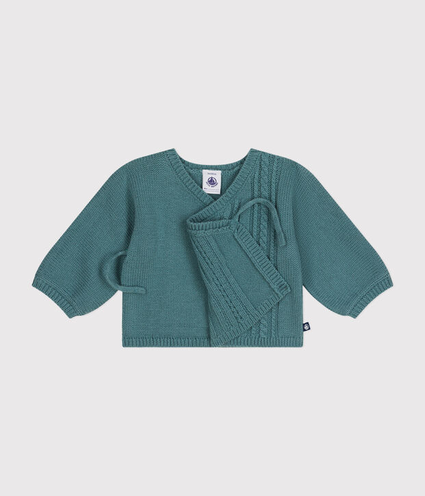 Cardigan en laine et coton b&eacute;b&eacute; vert