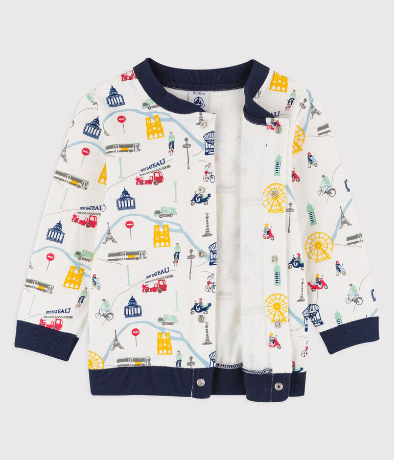 Teddy en molleton b&eacute;b&eacute;. blanc MARSHMALLOW/blanc MULTICO