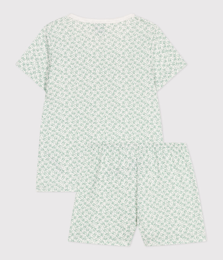 Pyjama short enfant en coton imprim&eacute; fleuri MARSHMALLOW/ PAUL