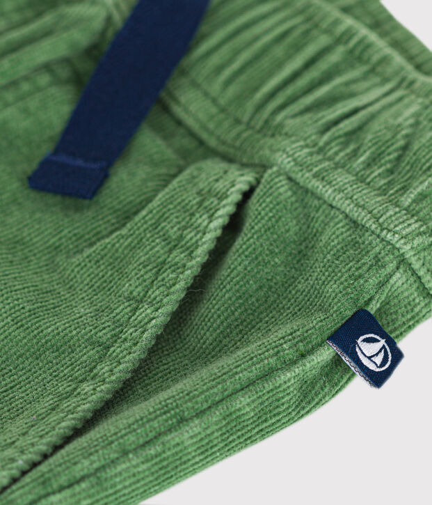 Pantalon droit en velours enfant gar&ccedil;on vert
