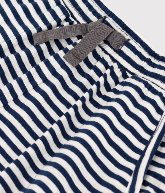 Short rayé en jersey flammé enfant fille bleu MEDIEVAL/blanc MARSHMALLOW