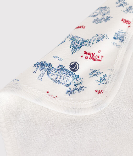 Lingette bébé en coton et éponge imprimée Paris blanc MARSHMALLOW/blanc MULTICO