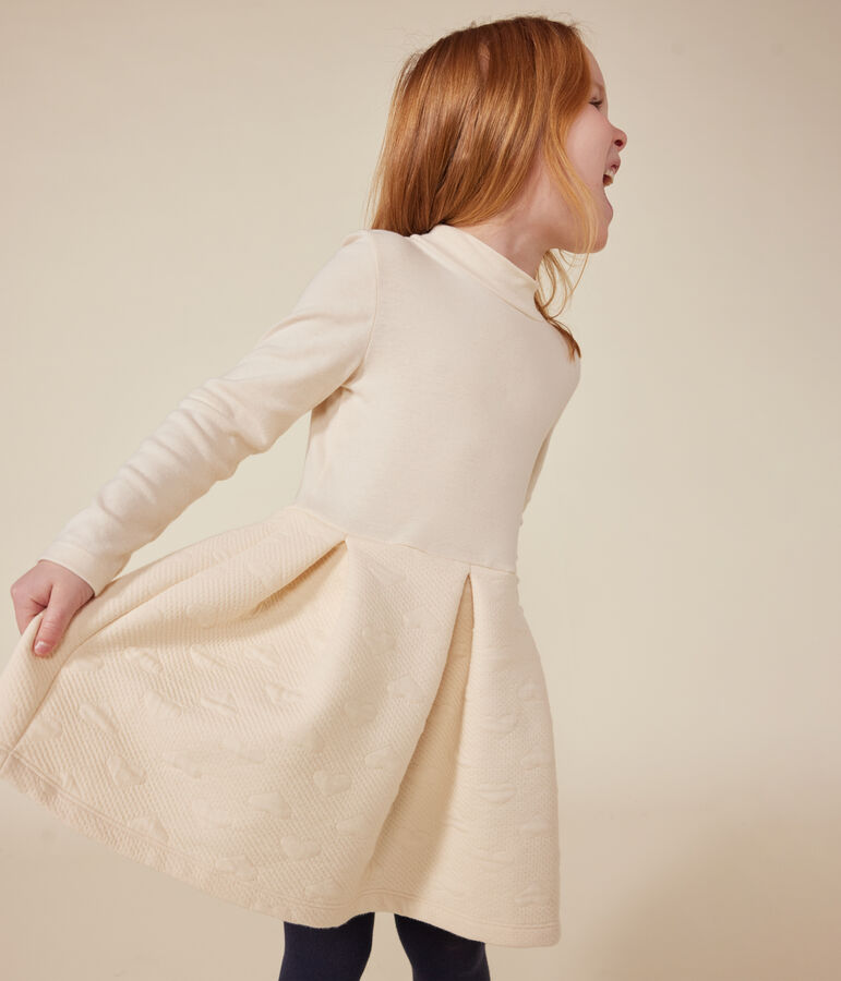 Robe manches longues bi-mati&egrave;re enfant fille &eacute;cru AVALANCHE