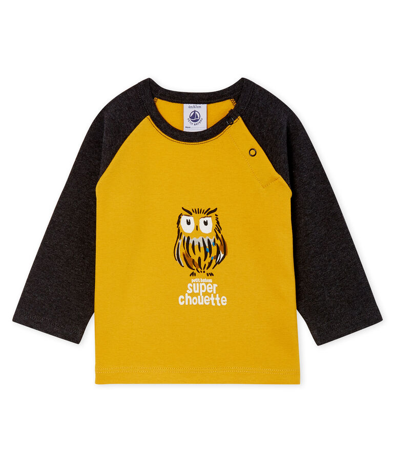 Tee shirt manches longues b&eacute;b&eacute; gar&ccedil;on jaune/gris