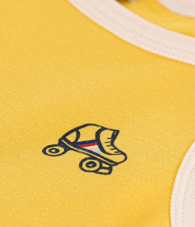 Robe sans manche en coton enfant fille jaune/&eacute;cru