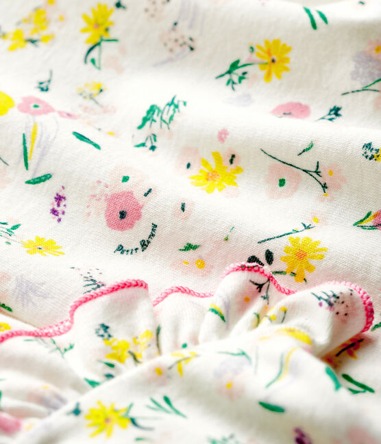 Blouse manches courtes imprimée bébé fille blanc MARSHMALLOW+MINOIS/rose MULTICO