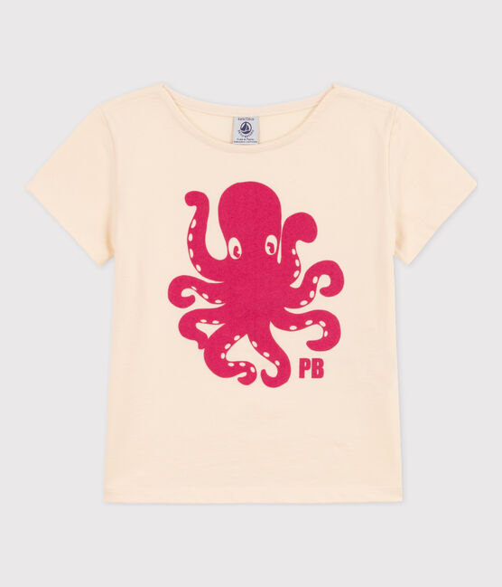 Tee-shirt floqué manches courtes enfant fille écru AVALANCHE
