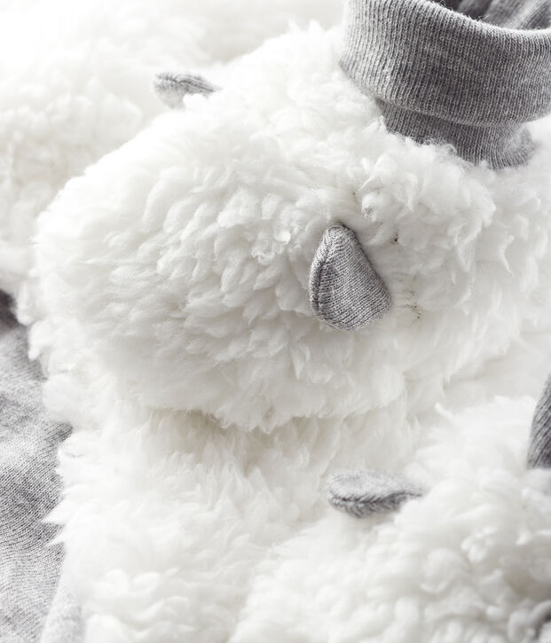 Lot bonnet naissance et chaussons b&eacute;b&eacute; en sherpa multicouleur