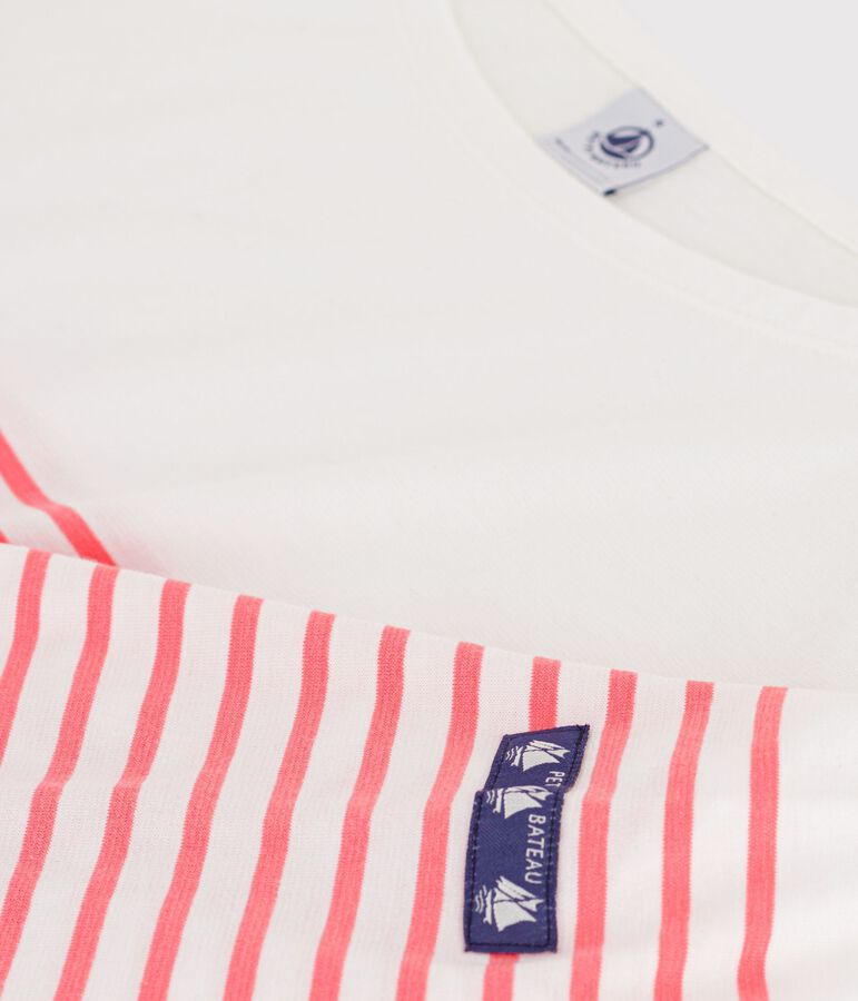 Marini&egrave;re femme en coton &agrave; rayures rose MARSHMALLOW/ FLAMAND