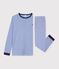 Pyjama enfant en coton &agrave; rayures bleu/blanc