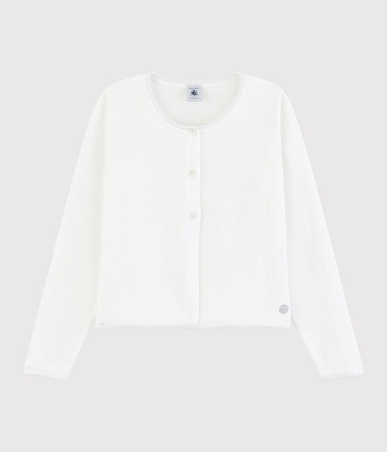 Cardigan en tricot coton enfant fille blanc MARSHMALLOW
