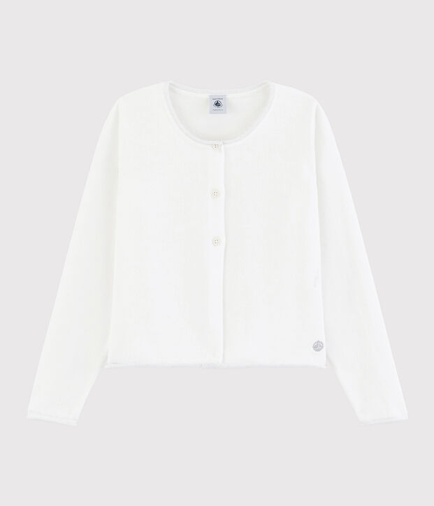 Cardigan en tricot coton enfant fille blanc