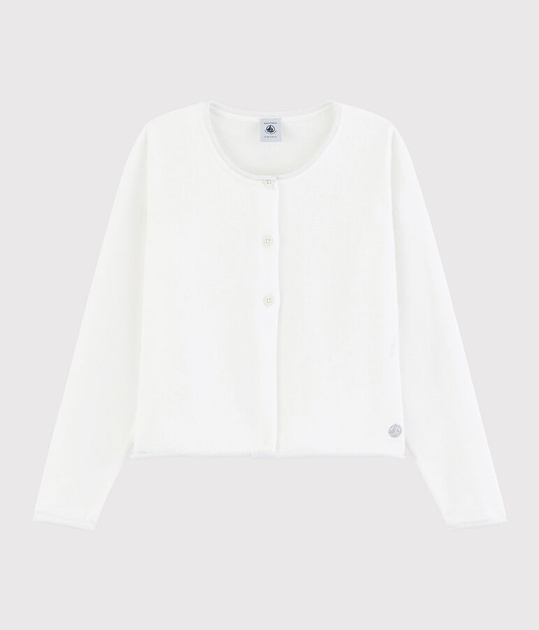 Cardigan en tricot coton enfant fille blanc MARSHMALLOW