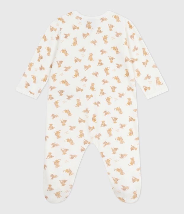Pyjama b&eacute;b&eacute; en velours imprim&eacute; l&eacute;opards blanc/multicouleur