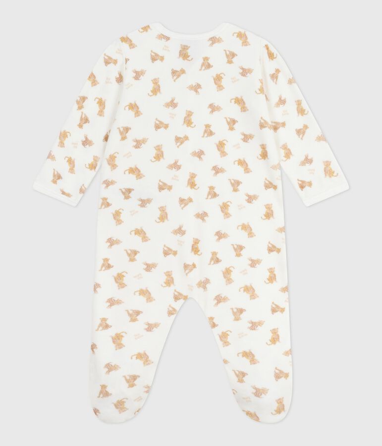 Pyjama b&eacute;b&eacute; en velours imprim&eacute; l&eacute;opards blanc MARSHMALLOW/blanc MULTICO