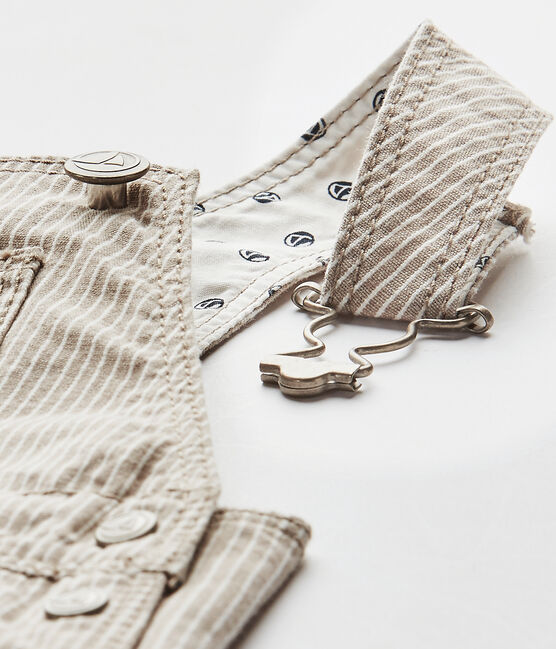Salopette short bébé garçon gris MINERAI/blanc LAIT