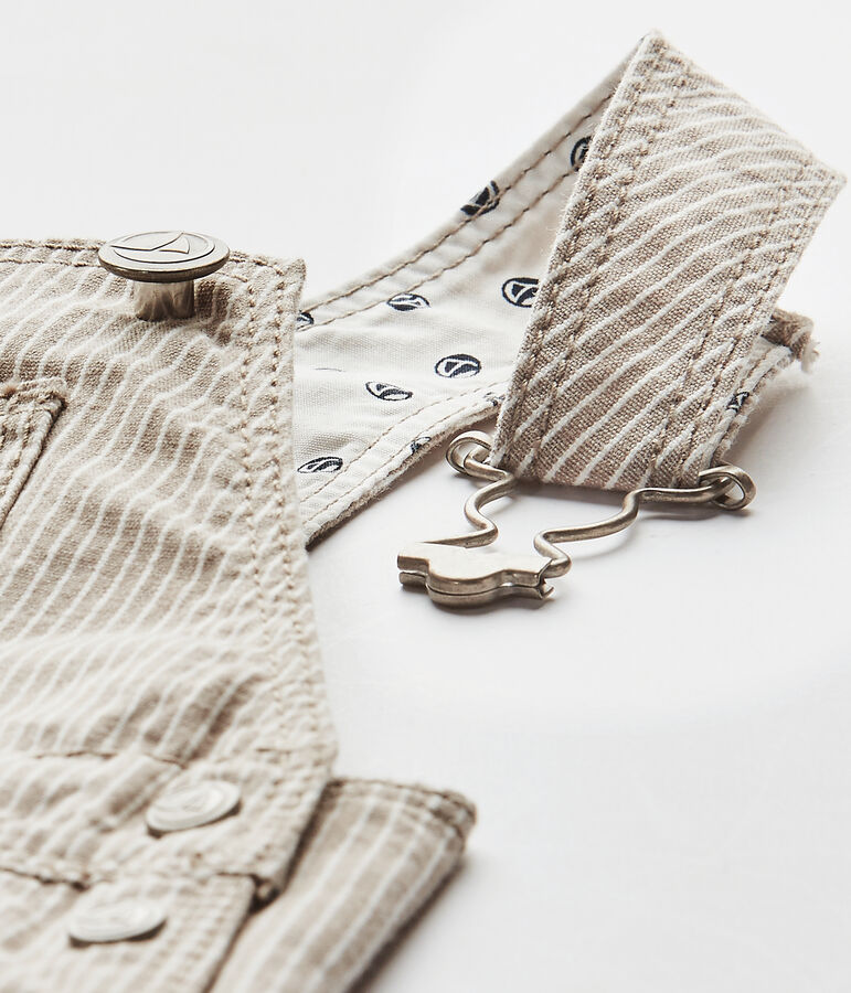 Salopette short b&eacute;b&eacute; gar&ccedil;on gris/blanc