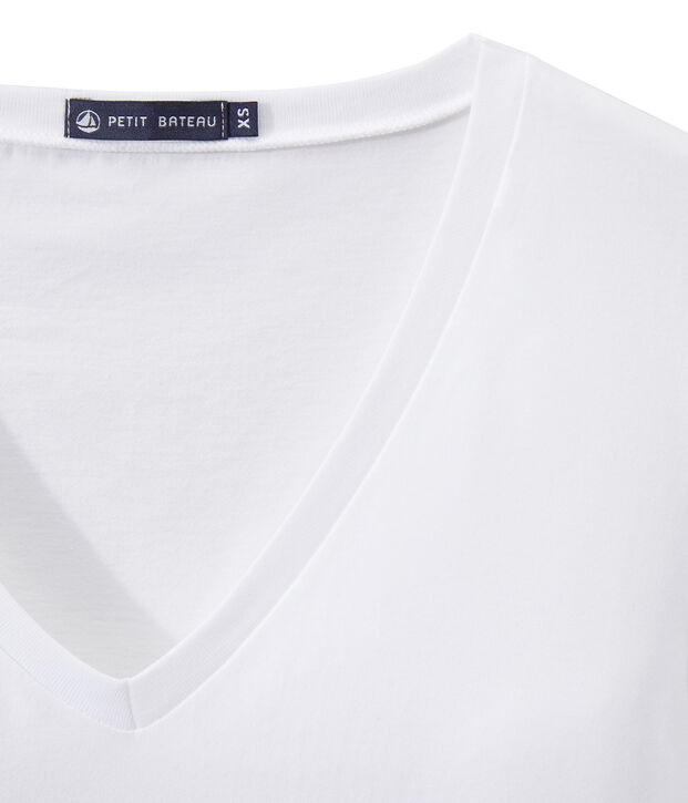 T-shirt femme COL V en jersey fin blanc