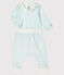 Ensemble 2 pièces bébé garçon en côte blanc MARSHMALLOW/bleu JASMIN