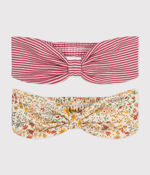 Lot de 2 bandeaux en coton b&eacute;b&eacute; multicouleur