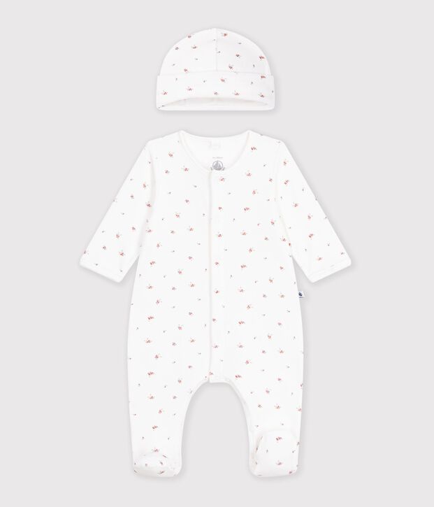 Coffret cadeau naissance en coton imprim&eacute; multicouleur
