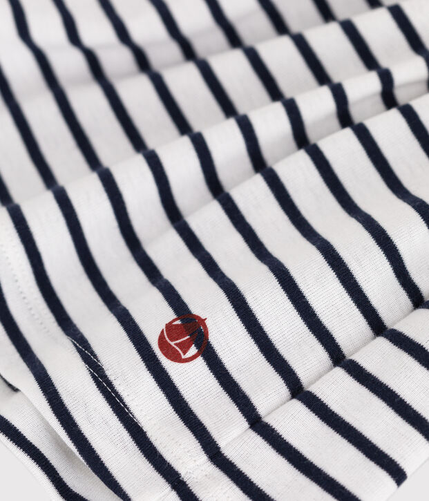 Robe enfant en coton sans manche &agrave; rayures blanc/bleu