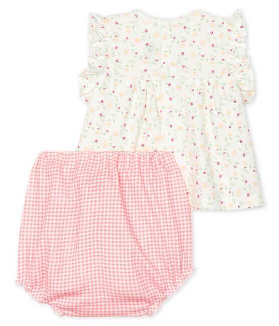 Ensemble 2 pièces bébé fille blanc MARSHMALLOW/blanc MULTICO