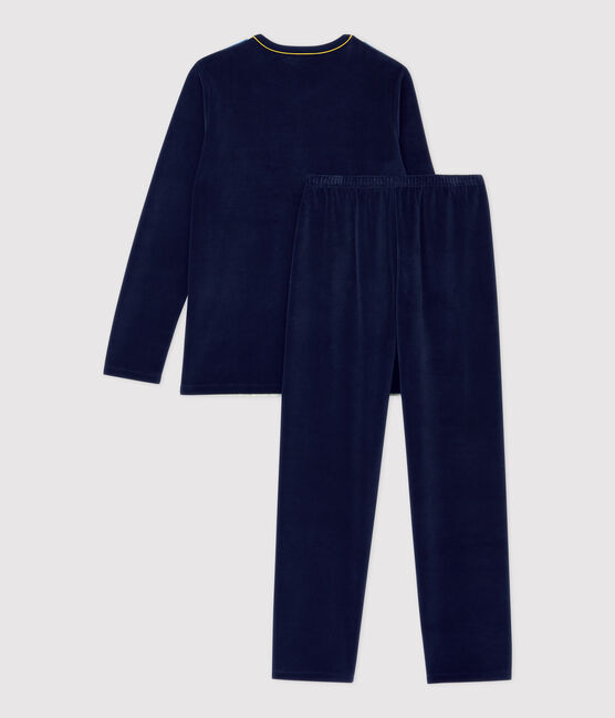 Pyjama rayé garçon en velours bleu SMOKING/blanc MULTICO