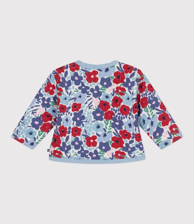 Veste b&eacute;b&eacute; en coton matelass&eacute;e, imprim&eacute;e fleurs blanc/multicouleur
