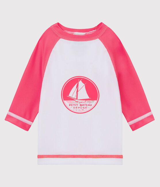 Tee-shirt anti-UV UPF 50+ bébé garçon/bébé fille blanc MARSHMALLOW/rose CUPCAKE