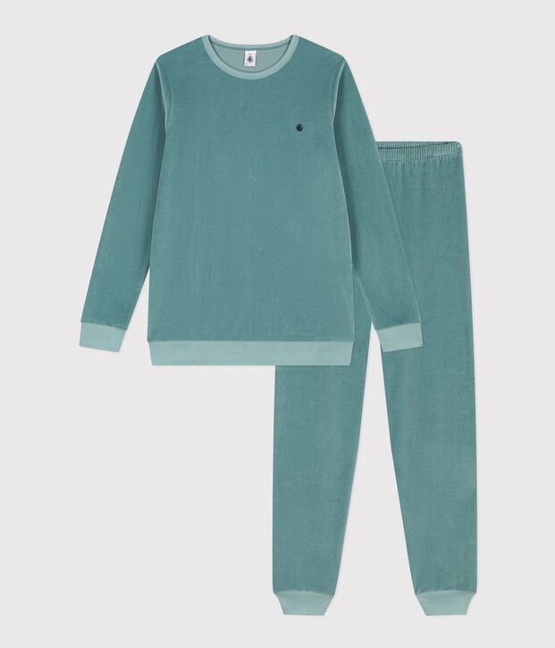 Pyjama en velours enfant mixte vert