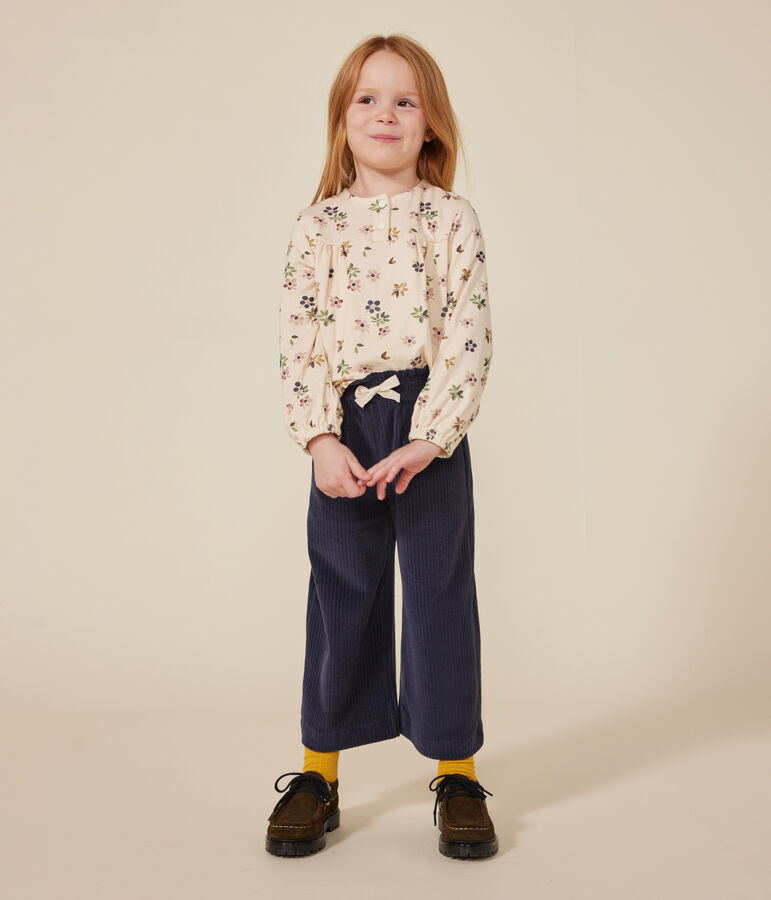 Blouse manches longues en tubique enfant fille blanc AVALANCHE/ MULTICO