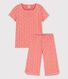 Pyjama manches courtes fleurs  petite fille en coton biologique