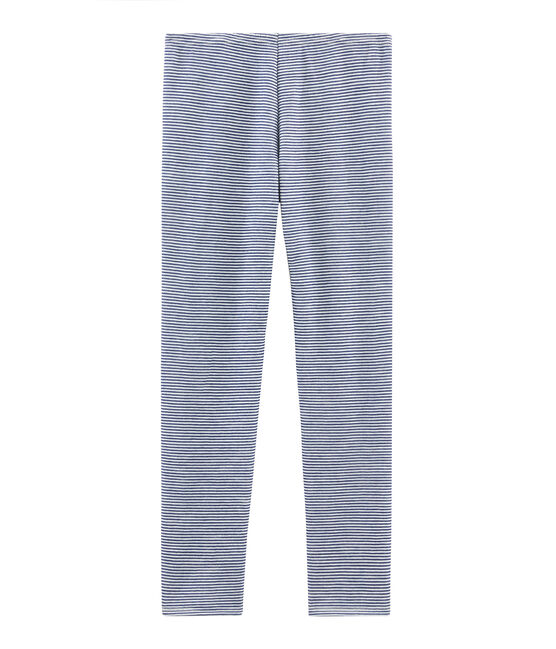 Legging enfant en laine et coton bleu MEDIEVAL/blanc MARSHMALLOW