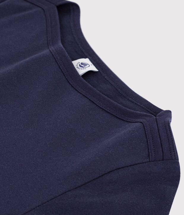 Robe longue femme en coton bleu marine