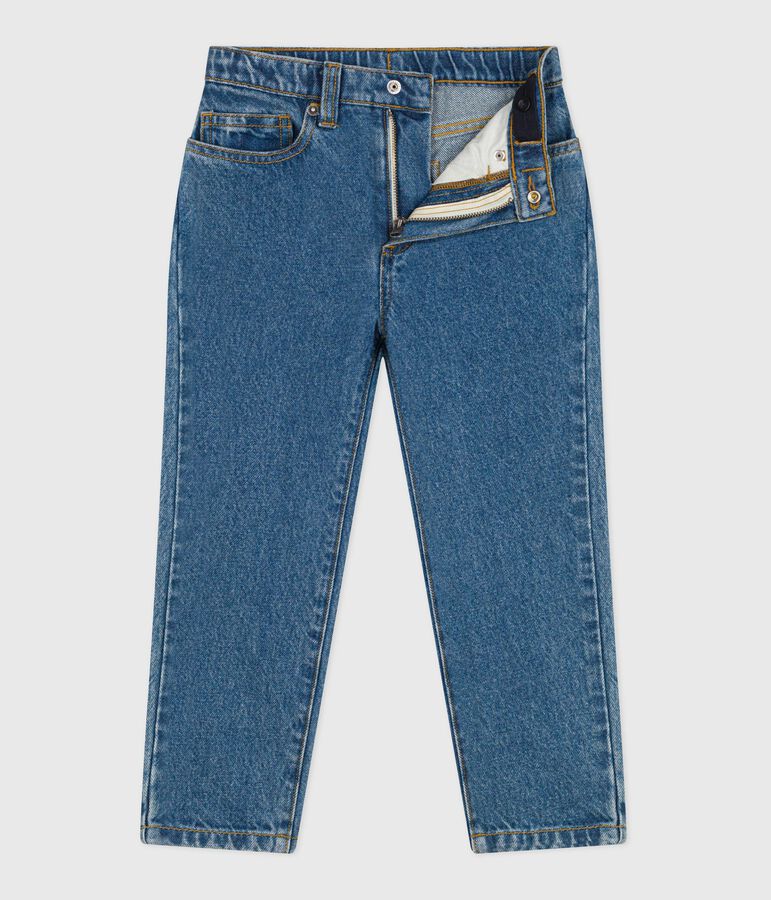 Pantalon enfant en denim bleu BLEU MOYEN