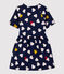 Robe manches courtes en tubique enfant fille bleu SMOKING/blanc MULTICO
