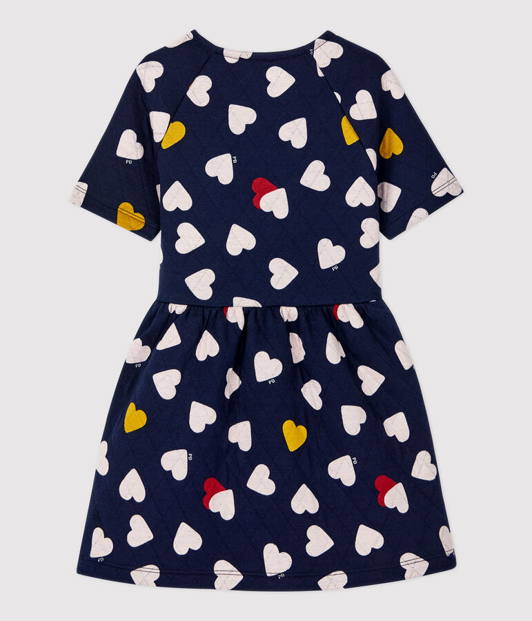 Robe manches courtes en tubique enfant fille bleu SMOKING/blanc MULTICO