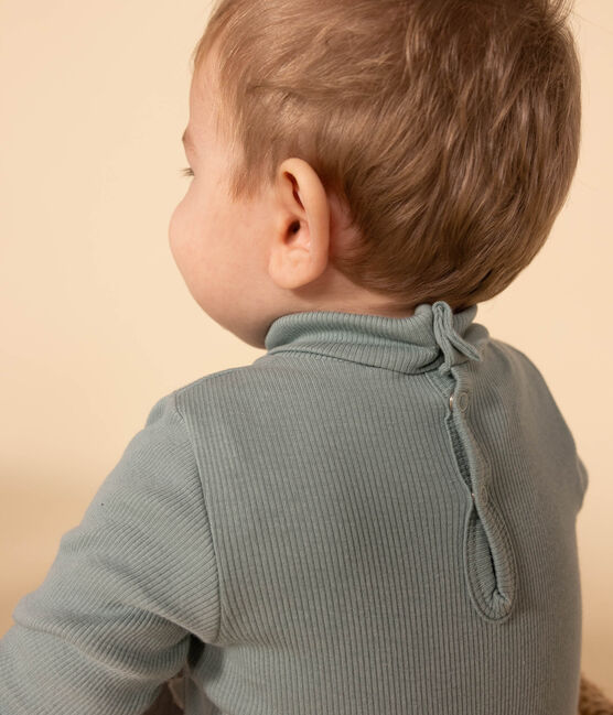 Body manches longues col roulé en coton bébé vert PAUL