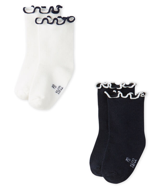 Lot de 2 paires de chaussettes mi-basses b&eacute;b&eacute; fille multicouleur