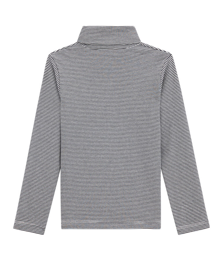 Sous pull col roul&eacute; enfant bleu/blanc