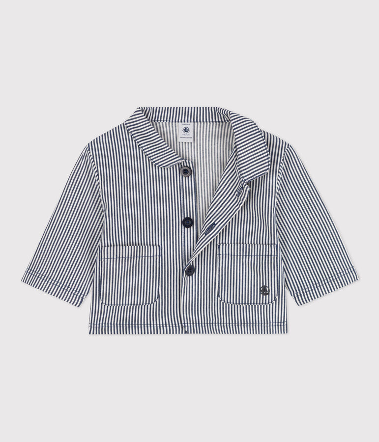 Veste courte b&eacute;b&eacute; en toile ray&eacute;e bleu MEDIEVAL/blanc MARSHMALLOW