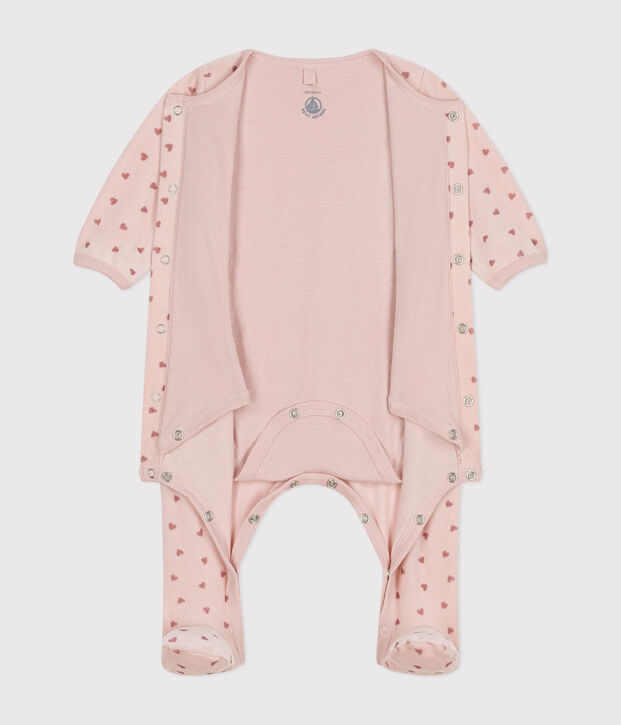 Bodyjama imprim&eacute; mini c&oelig;urs en velours b&eacute;b&eacute; rose/rose