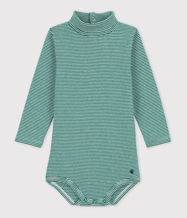PETIT BATEAU - Body manches longues bébé rayé col roulé en coton