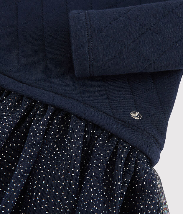 Robe manches longues b&eacute;b&eacute; fille bleu marine