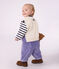 Pull b&eacute;b&eacute; en tricot laine et coton sans manches blanc