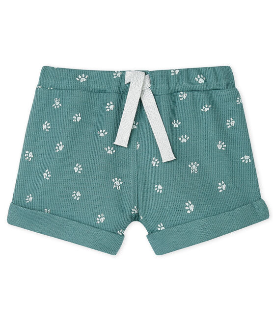 Short bébé en maille imprimée bleu BRUT/blanc MARSHMALLOW