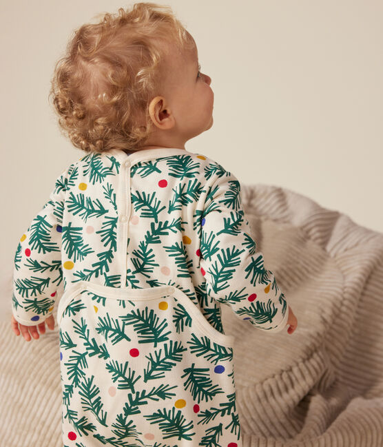 Pyjama en molleton gratté imprimé sapin de Noël bébé blanc AVALANCHE/ MULTICO