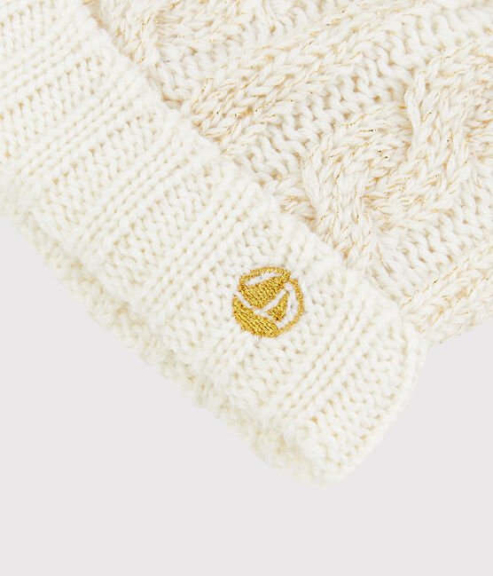 Bonnet  enfant fille blanc MARSHMALLOW/jaune OR